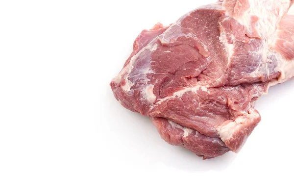 Pork neck carbonade. Fresh raw pork meat. Isolated on white background. close up — Stock Photo, Image