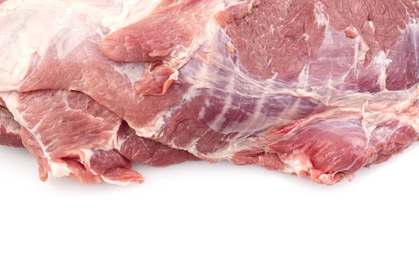Varkenskarbonade. Vers rauw varkensvlees. Geïsoleerd op witte achtergrond. close-up — Stockfoto