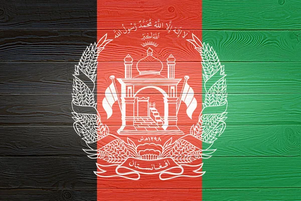 Прапор Афганістану Намальований Старому Дерев Яному Тлі Чисте Природне Світло — стокове фото