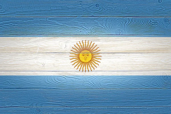 Argentina Flag Painted Old Wood Plank Background Brushed Natural Light — Stock Photo, Image