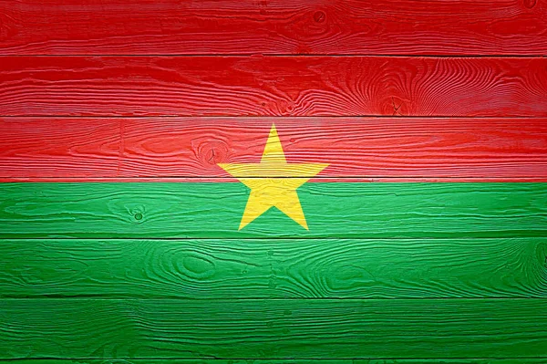 Burkina Faso Flagga Målad Gamla Trä Planka Bakgrund Borstad Naturlig — Stockfoto