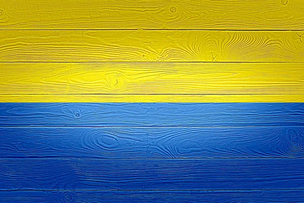 Bandeira Ucrânia Pintada Fundo Prancha Madeira Velha Pincel Natural Luz — Fotografia de Stock