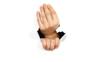 Eller beyaz kartonda bir delik açıyor. Fırsatlar ufkunu genişletiyor. yeni fırsatlar, kişisel alanların genişletilmesi.