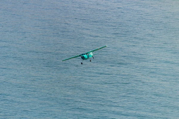 Small Plane Flying Copacabana Beach Rio Janeiro Brazil — Stock Photo, Image