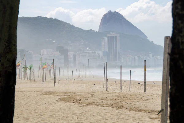 Spiaggia Vuota Copacabana Durante Quarantena Coronavirus Rio Janeiro Brasile — Foto Stock