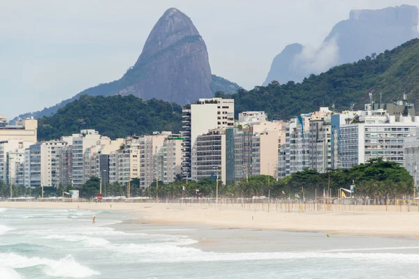 Spiaggia Copacabana Vuota Durante Quarantena Pandemica Del Coronavirus Rio Janeiro — Foto Stock