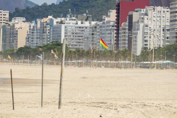 Пляж Копакабана Порожній Під Час Коронавірусного Карантину Ріо Жанейро Бразилія — стокове фото
