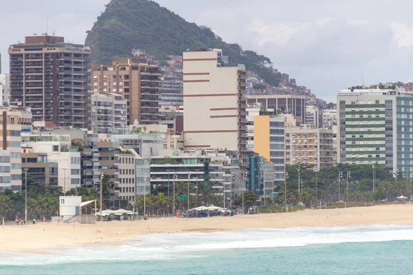 Playa Leblón Con Arena Vacía Durante Pandemia Coronavirus Río Janeiro —  Fotos de Stock