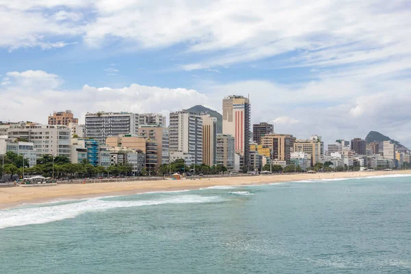 Plage Leblon Avec Sable Vide Pendant Pandémie Coronavirus Rio Janeiro — Photo