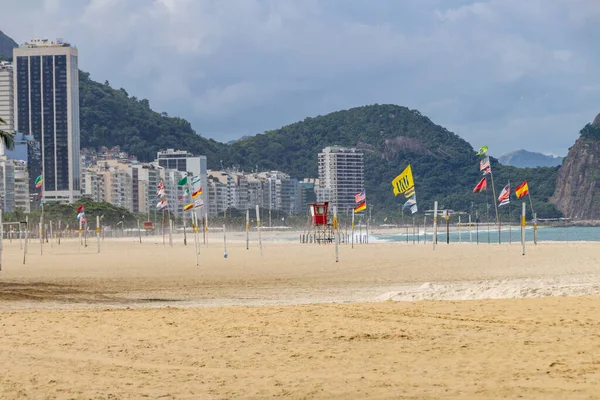 Spiaggia Copacabana Vuota Durante Quarantena Pandemica Del Coronavirus Rio Janeiro — Foto Stock