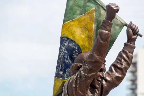 Posąg Pilota Ayrtona Senny Plaży Copacabana Rio Janeiro Brazylia Kwietnia — Zdjęcie stockowe