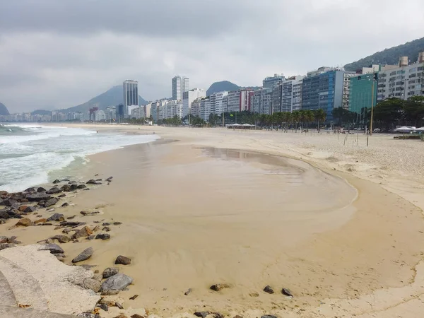 Spiaggia Vuota Copacabana Durante Quarantena Coronavirus Rio Janeiro Brasile — Foto Stock
