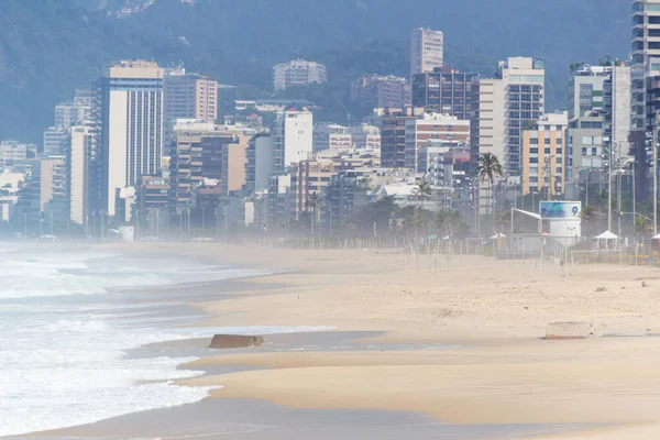 Playa Vacía Ipanema Durante Cuarentena Pandemia Coronavirus Rio Janeiro Brasil — Foto de Stock