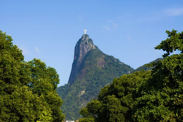 Cristo Redentor Visto Desde Terraplén Flamenco Río Janeiro Brasil Agosto —  Fotos de Stock