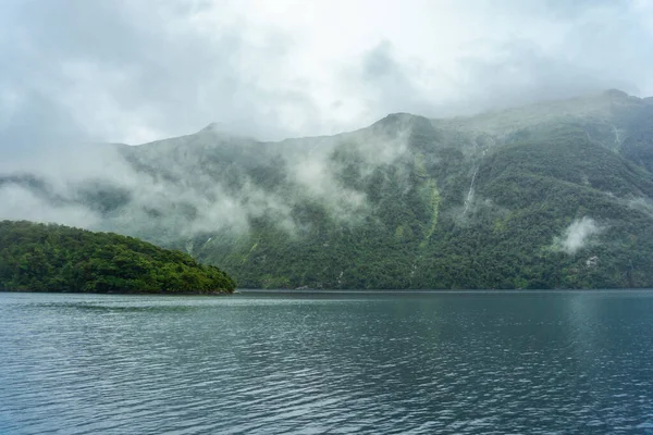 Fiords Mountains Hills Sea Waterfall Boat Fiordland Milford Sound Doubtful Sound New Zealand