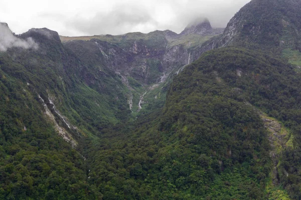 Fiords Mountains Hills Sea Waterfall Boat Fiordland Milford Sound Doubtful Sound New Zealand