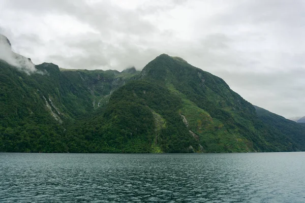 Fiords Mountains Hills Sea Waterfall Boat Fiordland Milford Sound Doubtful Sound New Zealand