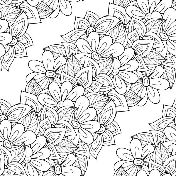 无缝单色花卉图案 — 图库矢量图片
