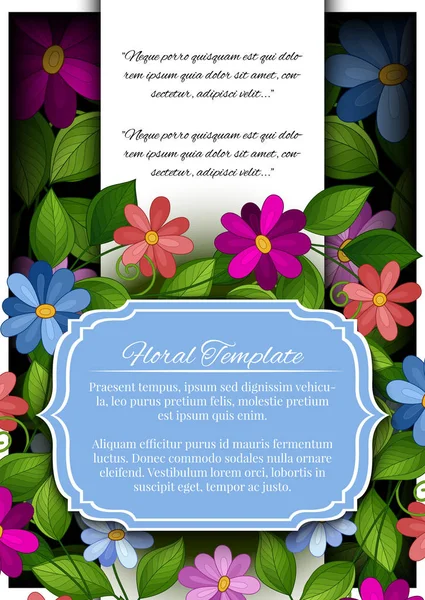 Floral frame sjabloon met plaats voor tekst — Stockvector