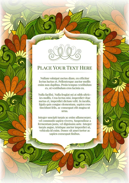 Plantilla de marco floral con lugar para texto — Vector de stock