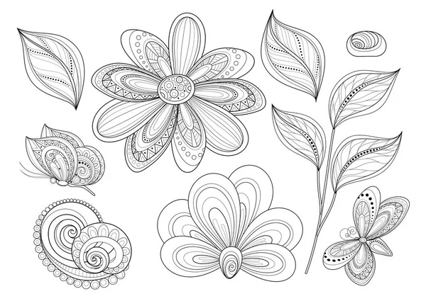 Conjunto de elementos de diseño floral — Vector de stock