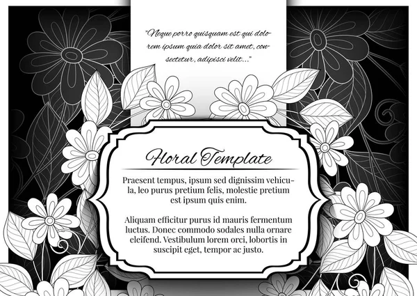 Floral frame Template with Place for Text — Stock Vector