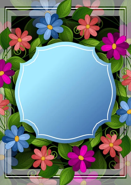 Floral frame Template with Place for Text — Stock Vector