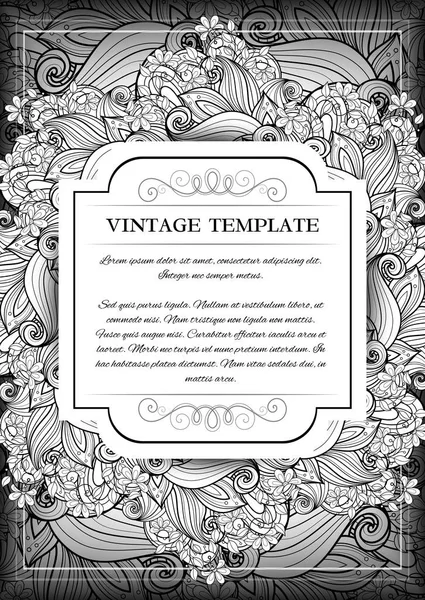 Floral frame Template with Place for Text — Stock Vector