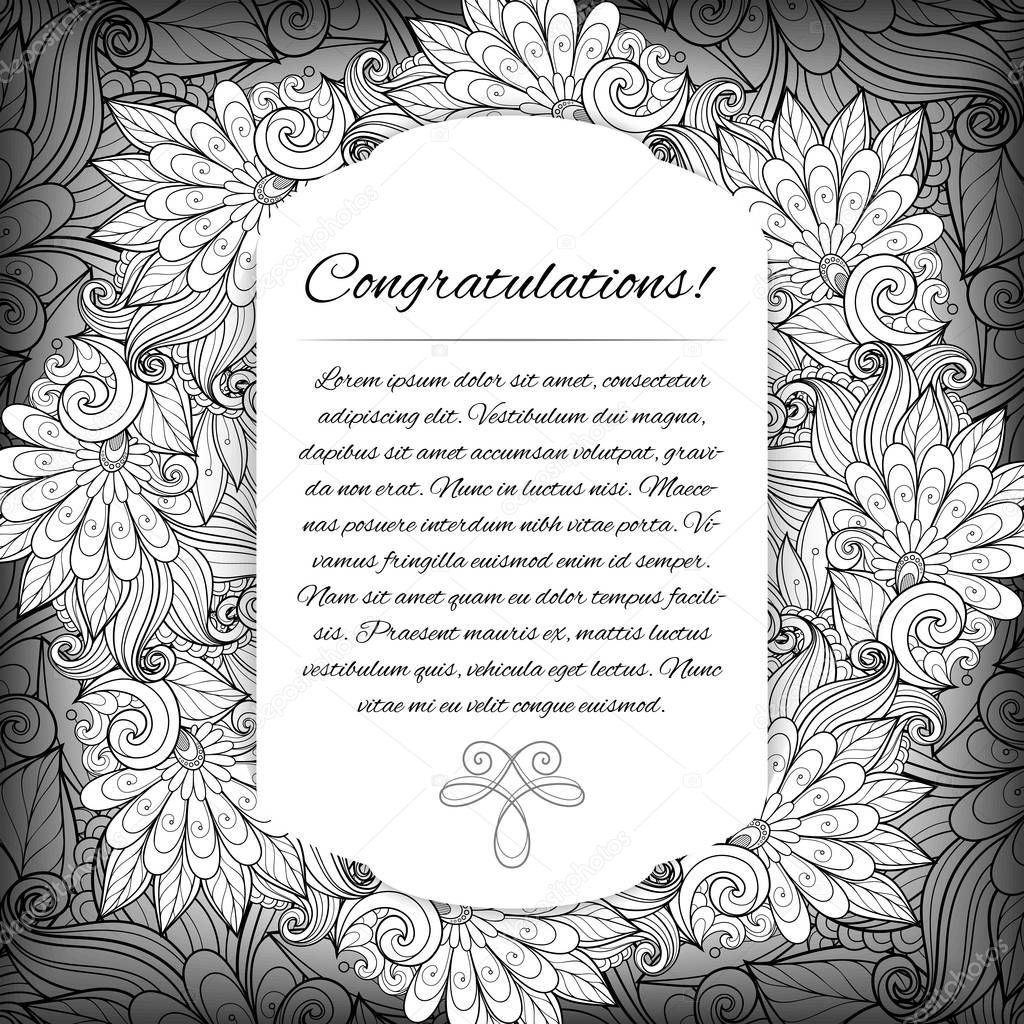 Floral frame Template with Place for Text