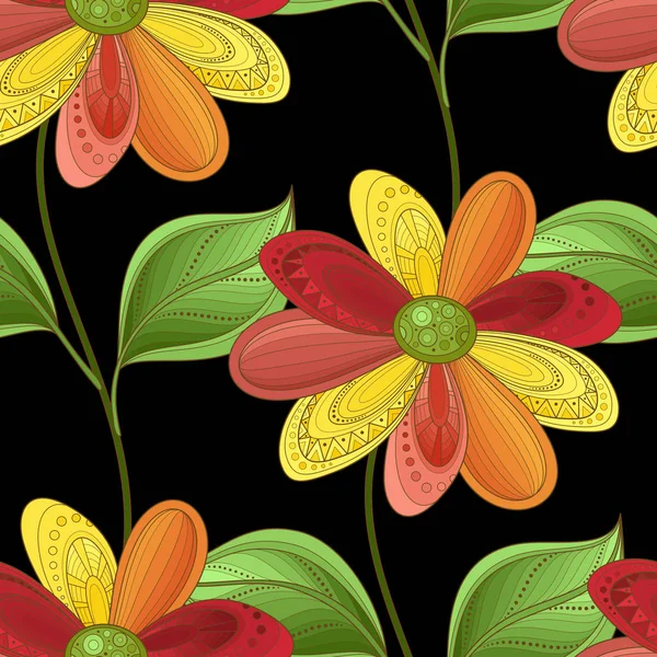 Patrón floral sin costuras — Vector de stock