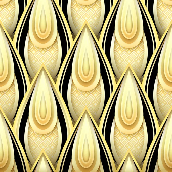 ゴールドのエスニック モチーフとシームレスなパターン — ストックベクタ
