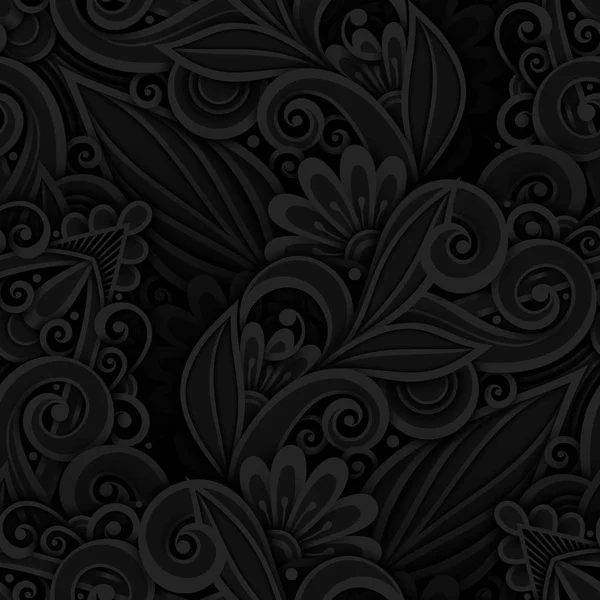 Patrón oscuro con adorno floral — Vector de stock