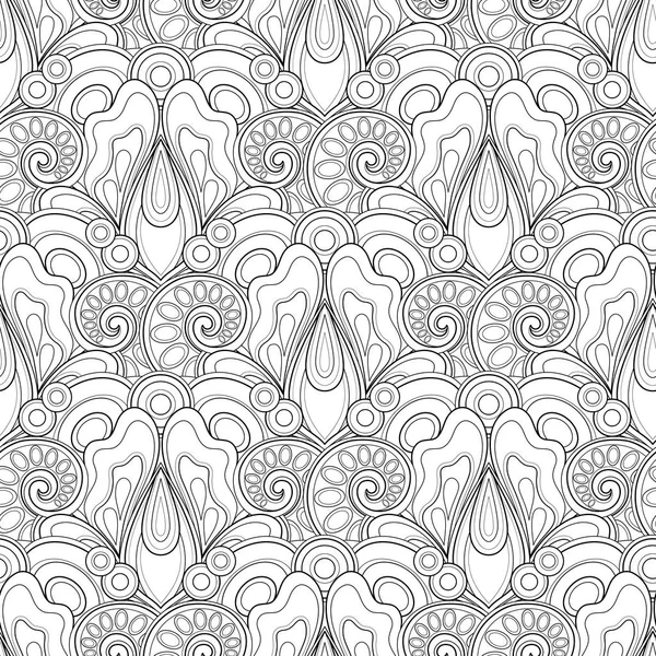 Monochrome Pattern with Floral Motifs — Stock Vector