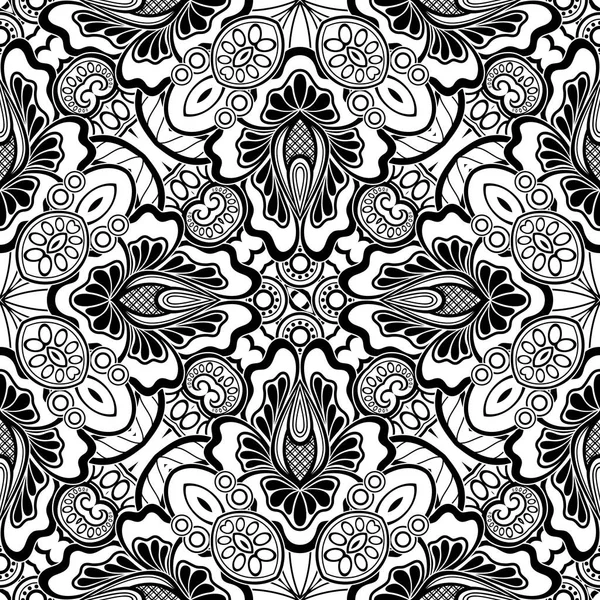 Modèle noir et blanc avec motifs mosaïques — Image vectorielle