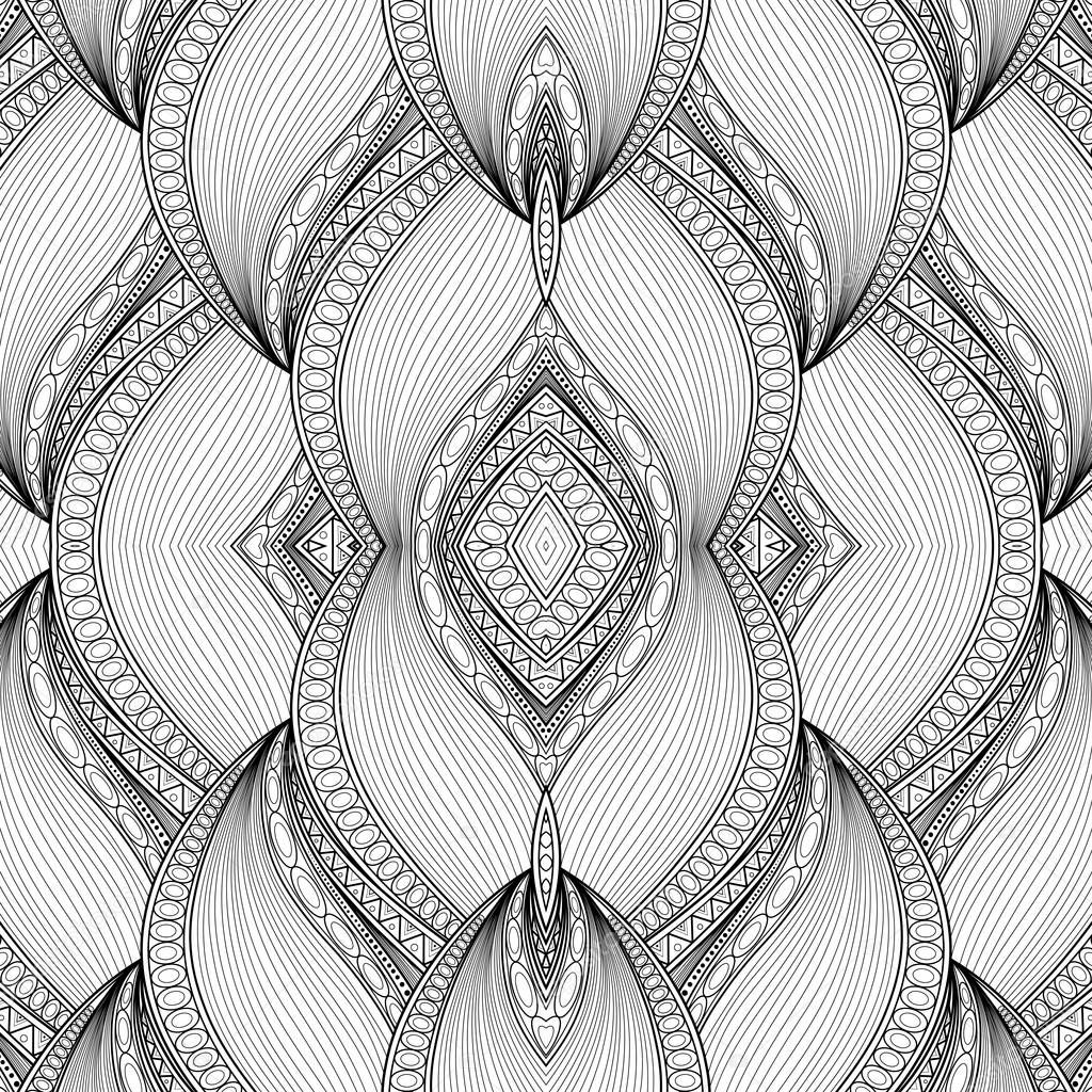 Seamless Abstract Tribal Pattern with Waves