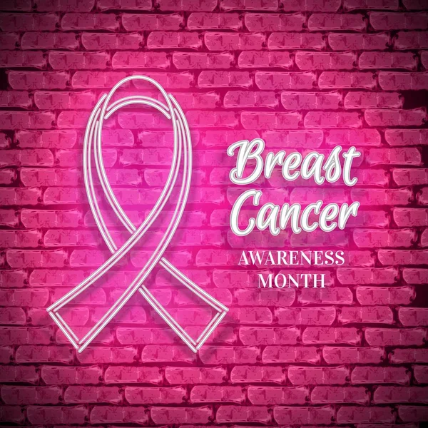 Breast Cancer Awareness maand embleem, wit lintje symbool — Stockvector