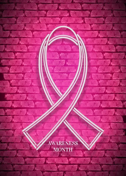 Emblema del mese di consapevolezza del cancro al seno, Simbolo del nastro bianco — Vettoriale Stock
