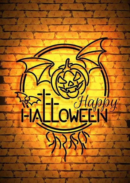 Buon Halloween modello di biglietto di auguri — Vettoriale Stock