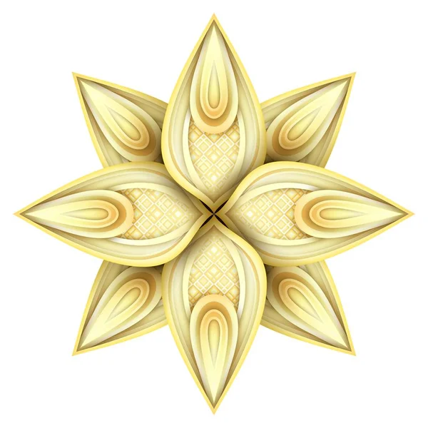 Ouro bonito decorativo ornamentado Mandala — Vetor de Stock