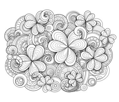 tek renkli seamless modeli ile bitkisel motifler, vektör, illüstrasyon