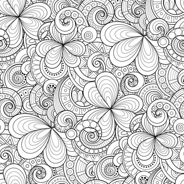 Монохромний Безшовний Візерунок Квітковими Мотивами Вектор Ілюстрація — стоковий вектор