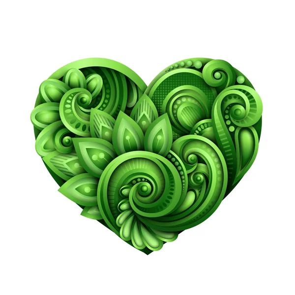 Gribouille Colorée Talisman Décoratif Coeur Vert Saint Patrick Concept Jour — Image vectorielle