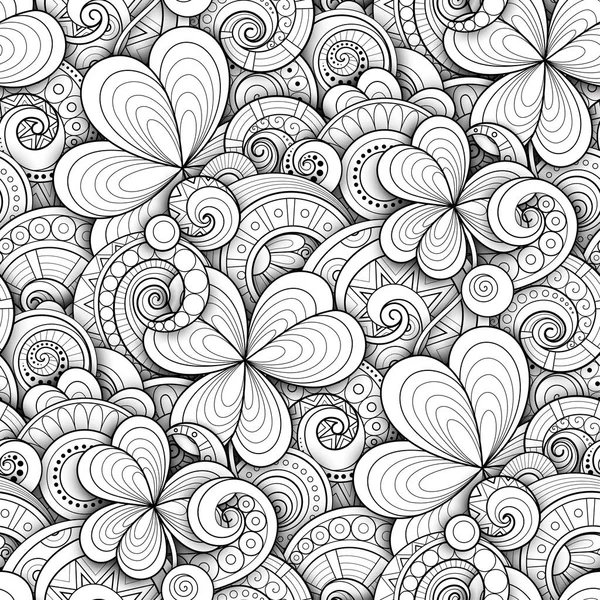 Monochromes Nahtloses Muster Mit Floralen Motiven Vektor Illustration — Stockvektor