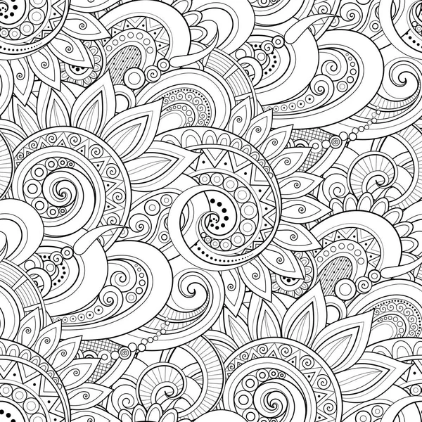 Monochrome Seamless Pattern Floral Motifs Vector Illustration — Stock Vector