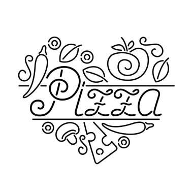 İtalyan Pizza kalp etiketi