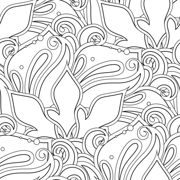 Monochrome Seamless Pattern with Mandala Motifs