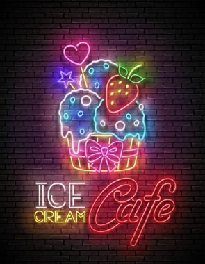 Kağıt Bardakdondurma Topları ve Çilek ile Vintage Poster