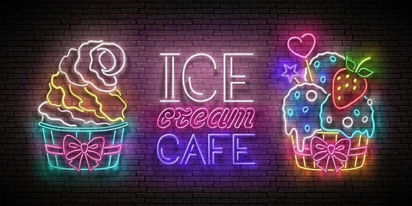 带冰淇淋的复古海报 贴在砖墙背景的纸杯上 新模板的海报 矢量3D说明 咖啡传单模板 — 图库矢量图片