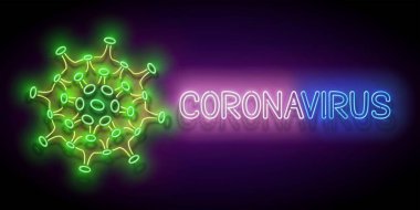 Coronavirus patojeni ve yazıt koronavirüsü olan işaret panosu. Viral zatürree konsepti. Virüs salgını bilgilendirme şablonu. 