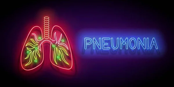 Pulmões Humanos Brilhantes Com Pneumonia Contaminação Vírica Pelo Vírus Conceito —  Vetores de Stock